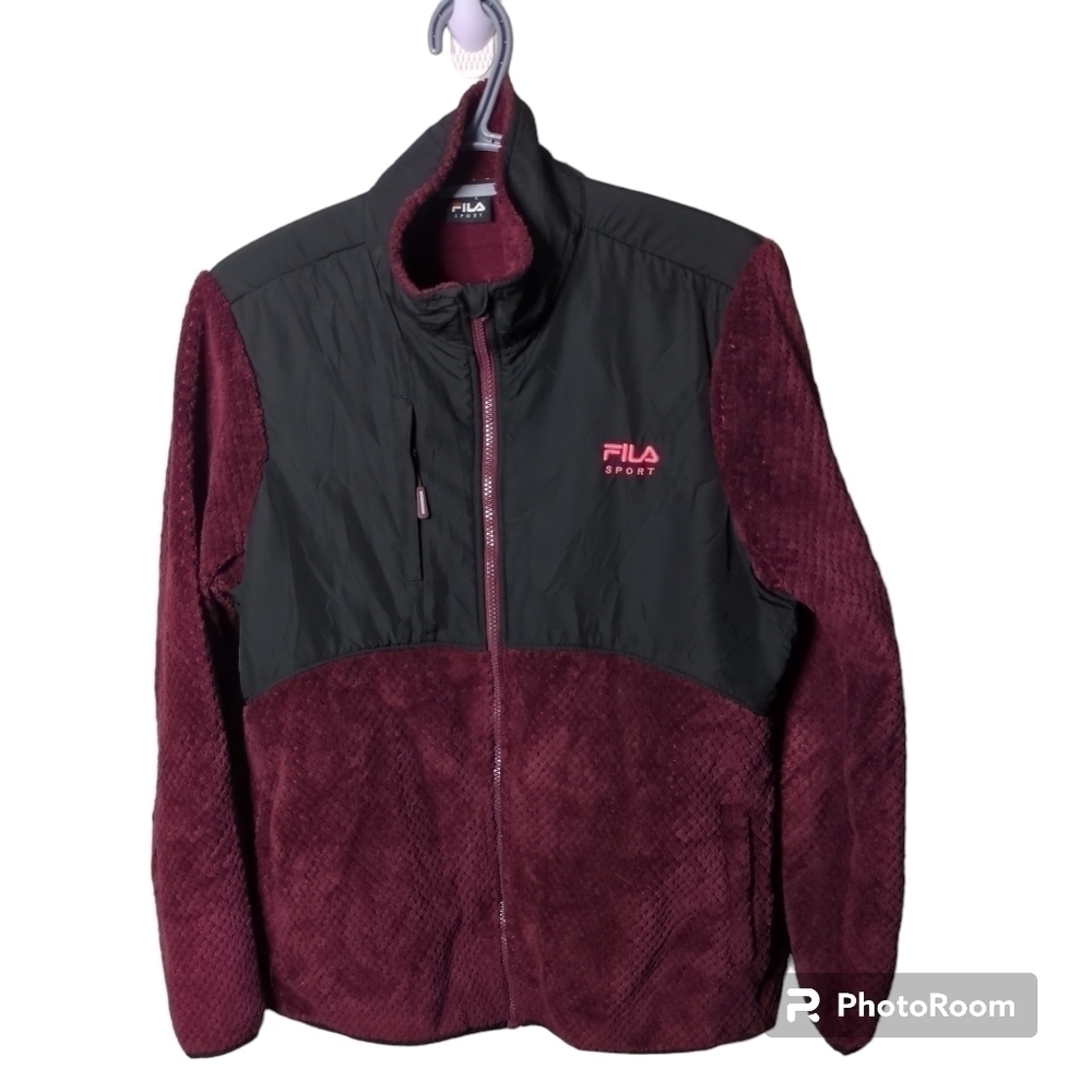 Fila Zip‎ Up Fleece Burgundy/Black Size Large
